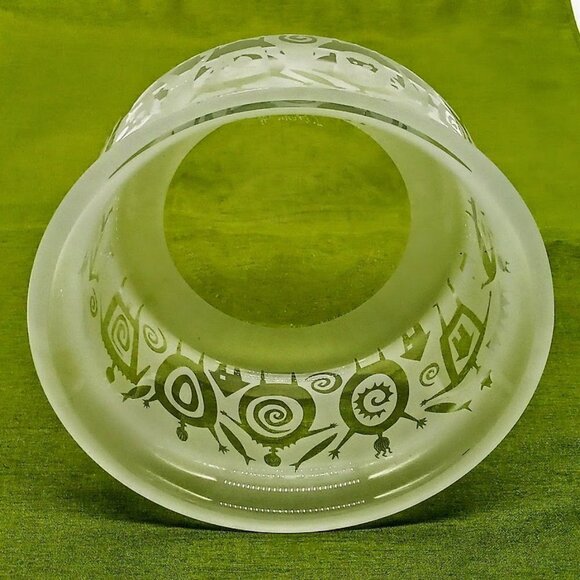 Vintage Leandra Drumm '99 Frosted Etched 6-Inch Clear Glass Bowl - Picture 3 of 6